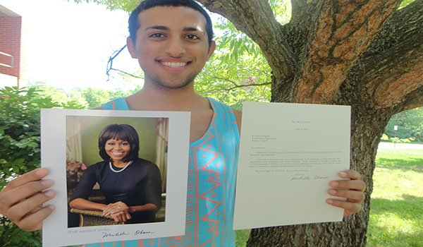 Lauren Ashley Villas government class wrote letters to the White House and received responses April 30. Senior Kirrolos Guiruis received a personal signed picture and letter from Michelle Obama.