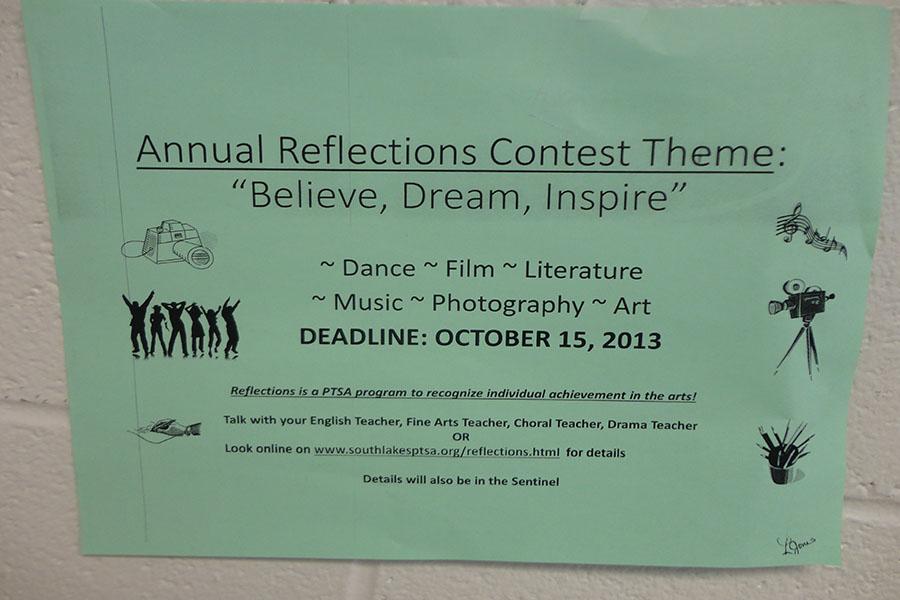 The Annual PTSA Reflections Contest deadline for submission is Oct. 15