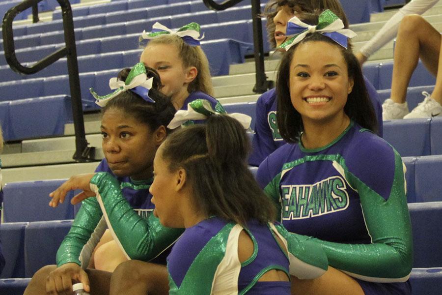 Senior cheerleader Mackenzie Evans poses at last years cheer district finals. 