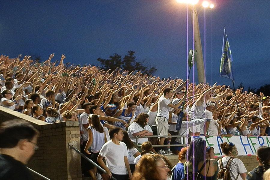 The Hype Squad supports the varsity football team in last weeks game versus Herndon. The game was a white-out.