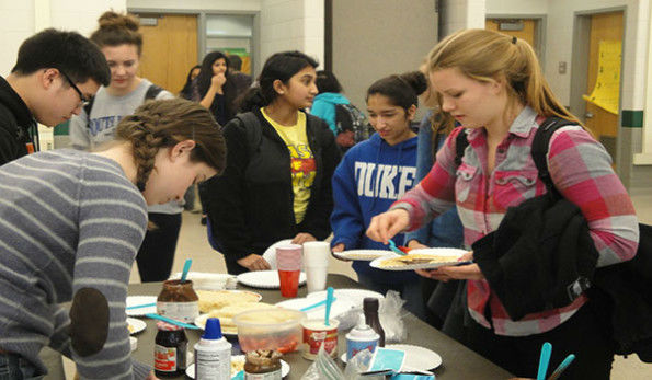 French students participated in the annual crepe party Feb. 2. The next crepe party will be held on Nov. 18. after school in the lecture hall. 