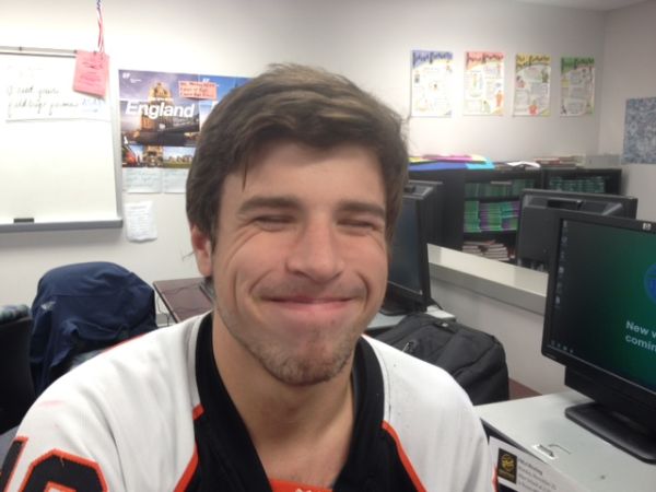 Senior Carter Schultz displays his facial hair on the fourteenth day of No Shave November. 