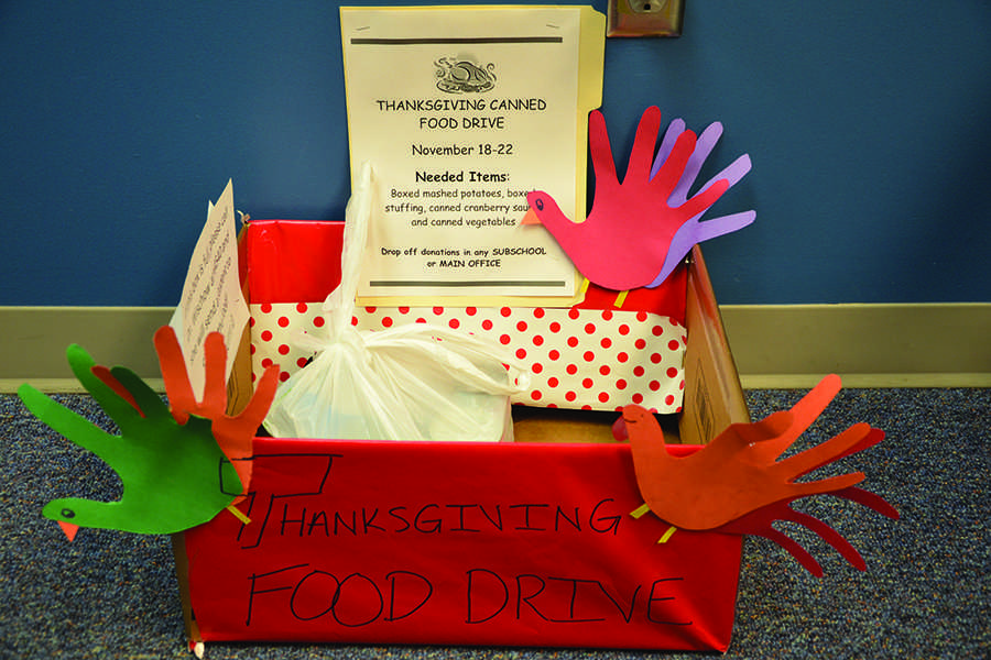 Interact Club placed Thanksgiving food drive collection boxes in all subschools and the main office. Donations of canned goods will be accepted through Nov. 22. 