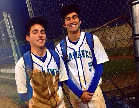 Juniors Jared Abelson (left) and Matt Wojciechowski (right)  strike a post-game pose. Both Abelson and Wojciechowski made First Team All-Liberty Conference.