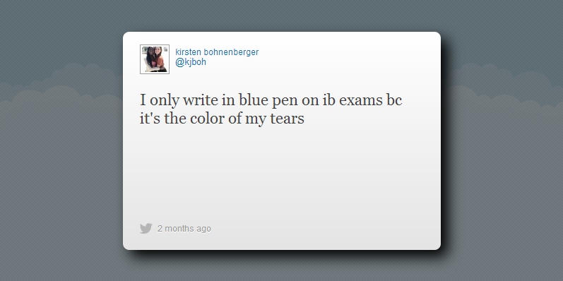 Stressed out IB students tweet about upcoming examinations