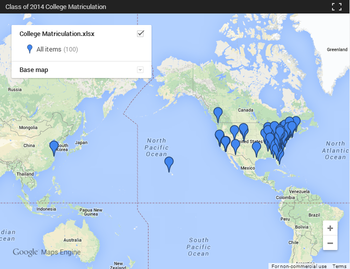 Class of 2014 College Matriculation Map