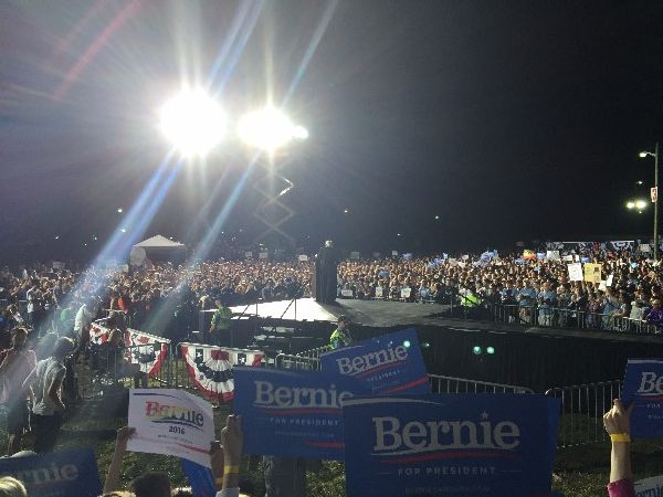 Supporters of Bernie Sanders gathered at Manassas rally.