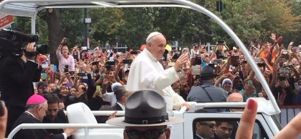 Pope Francis at World Meeting of Families parade in Philadelphia. 
