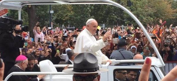 Pope Francis at World Meeting of Families parade in Philadelphia.