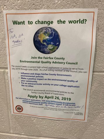 Join the Fairfax County Environmental Quality Advisory Council! For all 10th-11th graders