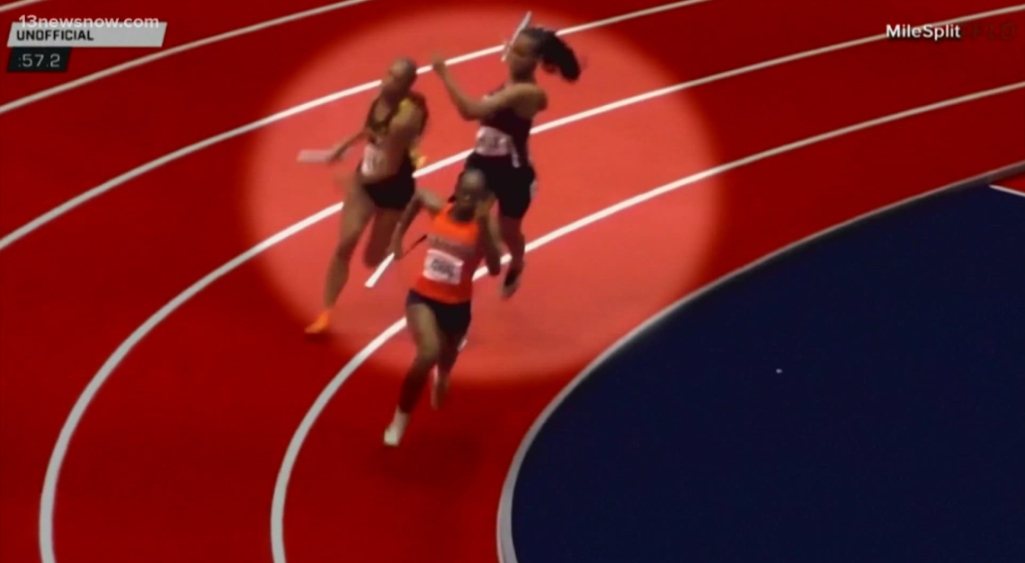 Photo taken from the video clip of the race, via WVEC
