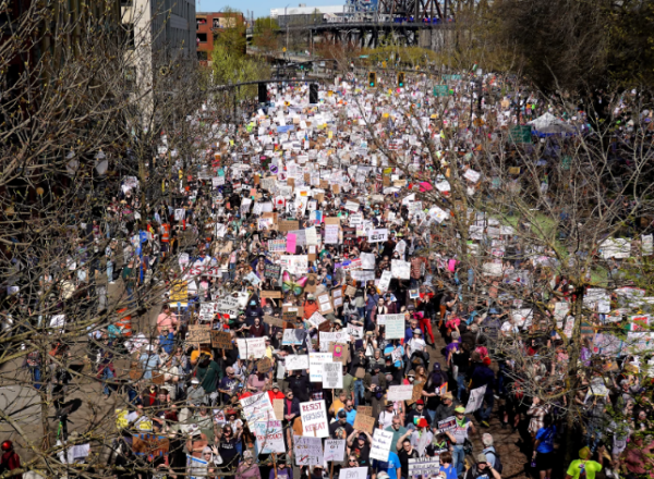 Protests in Portland, Oregon, via NPR
