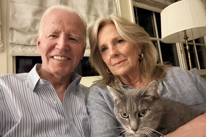 Photo of Joe Biden next to wife, Jill Biden posted via X 
